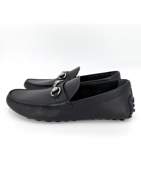 Gucci Loafers Horsebit Driving Shoes 7 Leather Black Antique Silver main image 6
